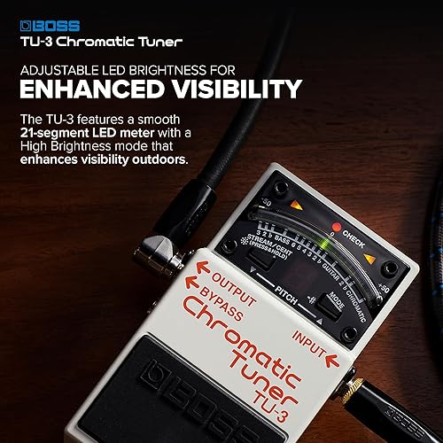 BOSS TU-3 CHROMATIC GUITAR BASS PEDAL TUNER, LED METER, ACCU-PITCH, PRO STOMPBOX ACCURACY