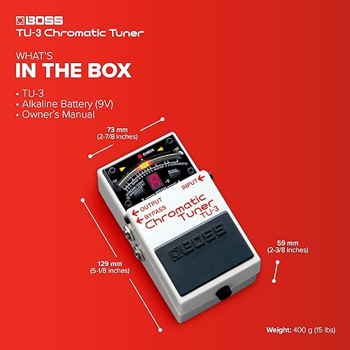 BOSS TU-3 CHROMATIC GUITAR BASS PEDAL TUNER, LED METER, ACCU-PITCH, PRO STOMPBOX ACCURACY
