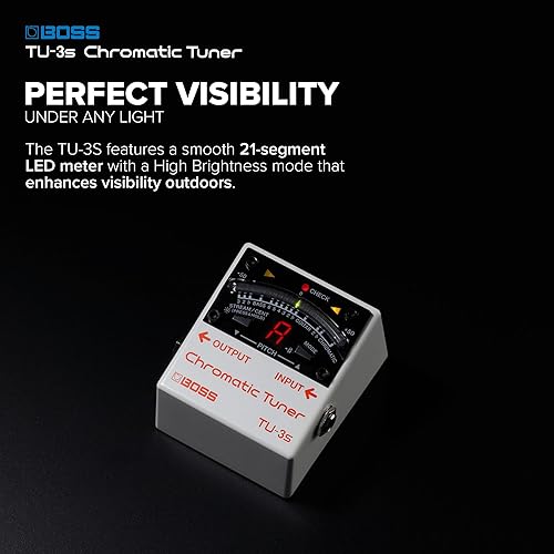 BOSS TU-3S COMPACT CHROMATIC TUNER PEDAL FOR GUITAR BASS, LED METER, ACCU-PITCH, PRO QUALITY