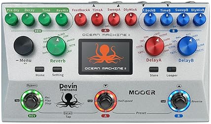 MOOER OCEAN MACHINE II DUAL DELAY REVERB LOOPER PEDAL FOR GUITAR, BASS KEYBOARD PRO AMBIENT FX