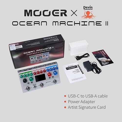 MOOER OCEAN MACHINE II DUAL DELAY REVERB LOOPER PEDAL FOR GUITAR, BASS KEYBOARD PRO AMBIENT FX