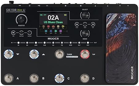 MOOER GE150 MAX LI BATTERY GUITAR AMP MODELING MULTI-EFFECTS PROCESSOR, 8-FOOTSWITCH, XLR OUTPUT