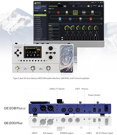 MOOER GE200 PLUS LI GUITAR MULTI-EFFECTS PROCESSOR, RECHARGEABLE, LED LIGHT, USB MIDI, LIVE