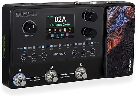 MOOER GE150 PLUS LI BLACK MULTI EFFECTS GUITAR PEDAL, AMP MODELLER, LOOPER, DRUM, 9HR BATTERY