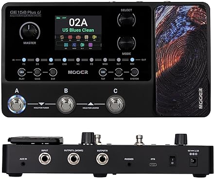 MOOER GE150 PLUS LI BLACK MULTI EFFECTS GUITAR PEDAL, AMP MODELLER, LOOPER, DRUM, 9HR BATTERY