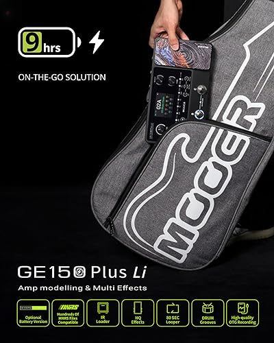 MOOER GE150 PLUS LI BLACK MULTI EFFECTS GUITAR PEDAL, AMP MODELLER, LOOPER, DRUM, 9HR BATTERY