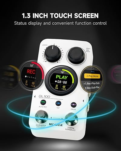 MOOER GL100 LOOPER PEDAL DRUM MACHINE, 2-IN-1, 100 SLOTS, 300MIN, TOUCHSCREEN, EDITOR SOFTWARE