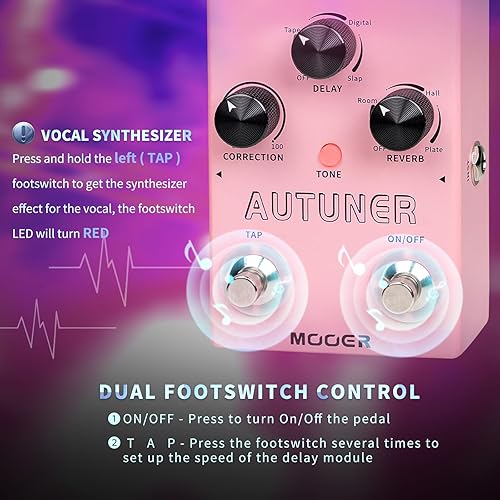 MOOER MVP1 VOCAL EFFECTS PEDAL PITCH CORRECTION, REVERB, DELAY FOR GUITAR, SINGING, STREAMING