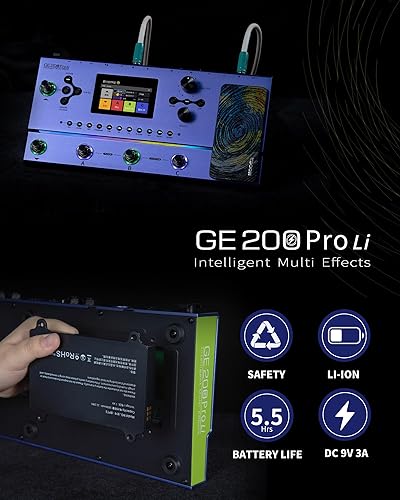 MOOER GE200 PRO LI GUITAR MULTI-EFFECTS PEDAL, AMP MODELING PROCESSOR, BATTERY POWERED, LIVE STUDIO