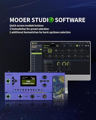 MOOER GE200 PRO LI GUITAR MULTI-EFFECTS PEDAL, AMP MODELING PROCESSOR, BATTERY POWERED, LIVE STUDIO