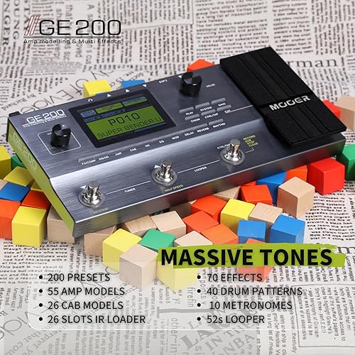 MOOER GE200 MULTI-EFFECTS PEDAL GUITAR AMP MODELING PROCESSOR FX BOARD FOR ELECTRIC GUITAR