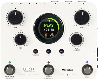 MOOER GL200 LOOPER PEDAL DRUM MACHINE, 800 MIN LOOP, MIDI, BLUETOOTH, DRUM KITS, MIC HEADPHONE