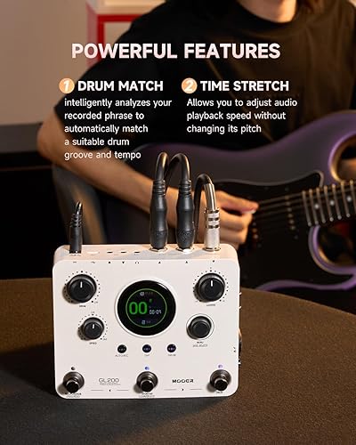 MOOER GL200 LOOPER PEDAL DRUM MACHINE, 800 MIN LOOP, MIDI, BLUETOOTH, DRUM KITS, MIC HEADPHONE