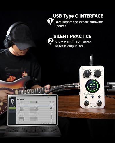 MOOER GL100 LOOPER DRUM MACHINE PEDAL, 100 SLOTS, 300 MIN, TOUCHSCREEN, EDITOR SOFTWARE