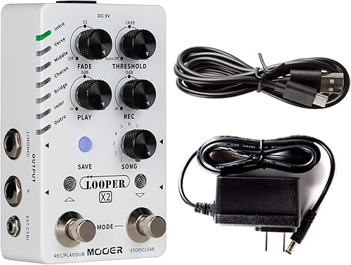 MOOER LOOPER X2 STEREO GUITAR LOOPER PEDAL, 300MIN, 77 SLOTS, FADE OUT, FOR ELECTRIC BASS ACOUSTIC
