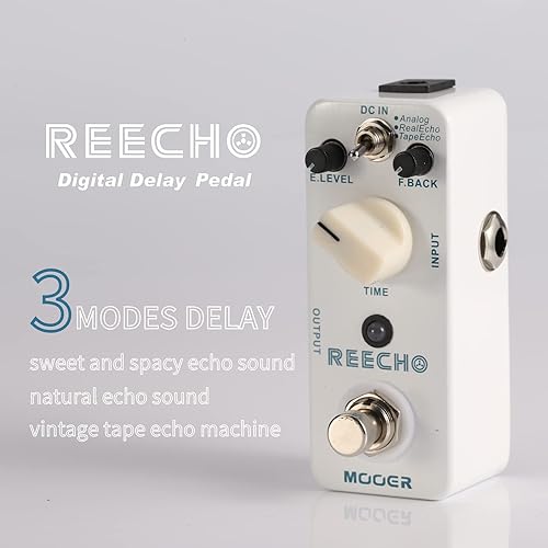 MOOER REECHO GUITAR DELAY EFFECTS PEDAL 3 MODES ANALOG, REAL ECHO, TAPE ECHO, VINTAGE SOUND