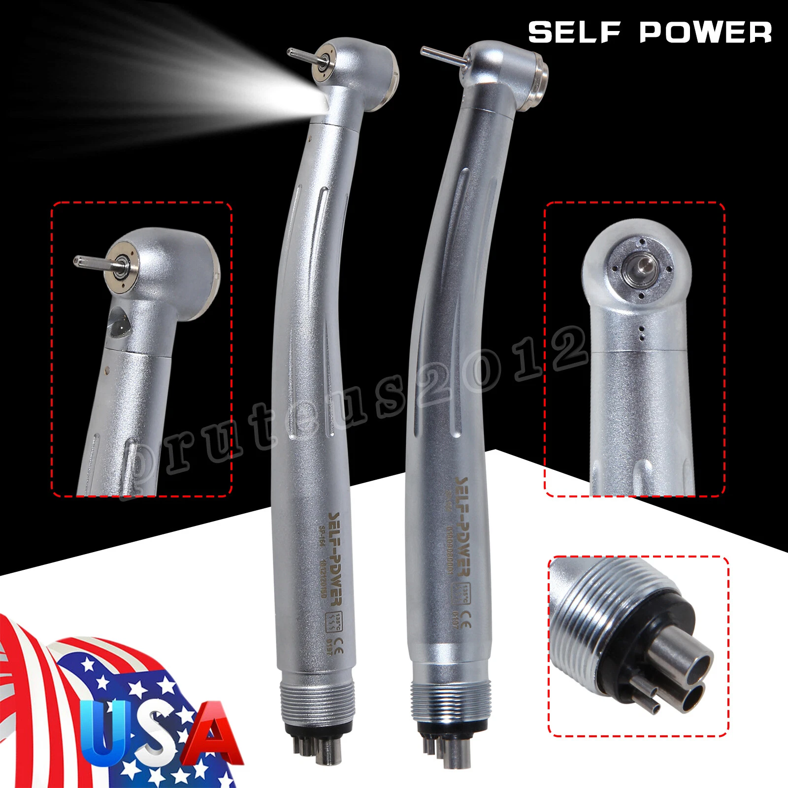 AZDENT DENTAL NO-LED / LED E-GENERATOR HIGH SPEED HANDPIECE 4HOLE TURBINE FIT NSK PANA