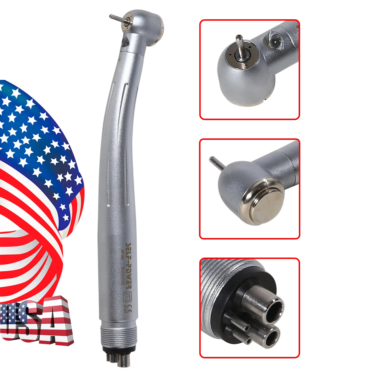 AZDENT E-GENERATOR DENTAL LED FIBER OPTIC HIGH SPEED HANDPIECE 2/4HOLE/TURBINE ROTOR