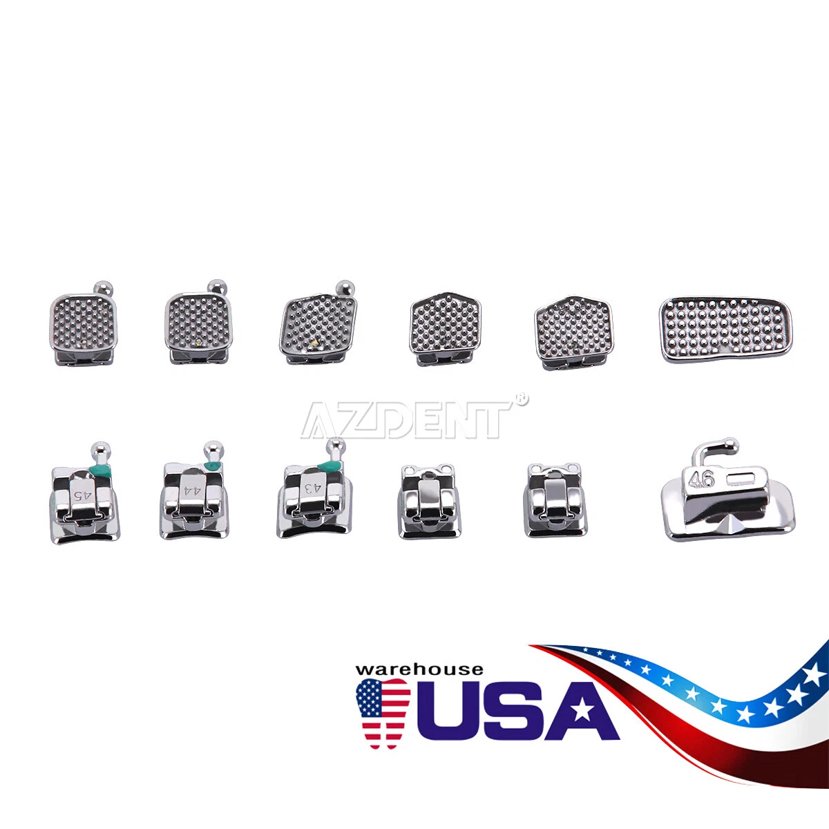 AZDENT DENTAL ORTHODONTIC SELF-LIGATING BRACKETS BRACES ROTH/MBT .022 HOOK 3 4 5