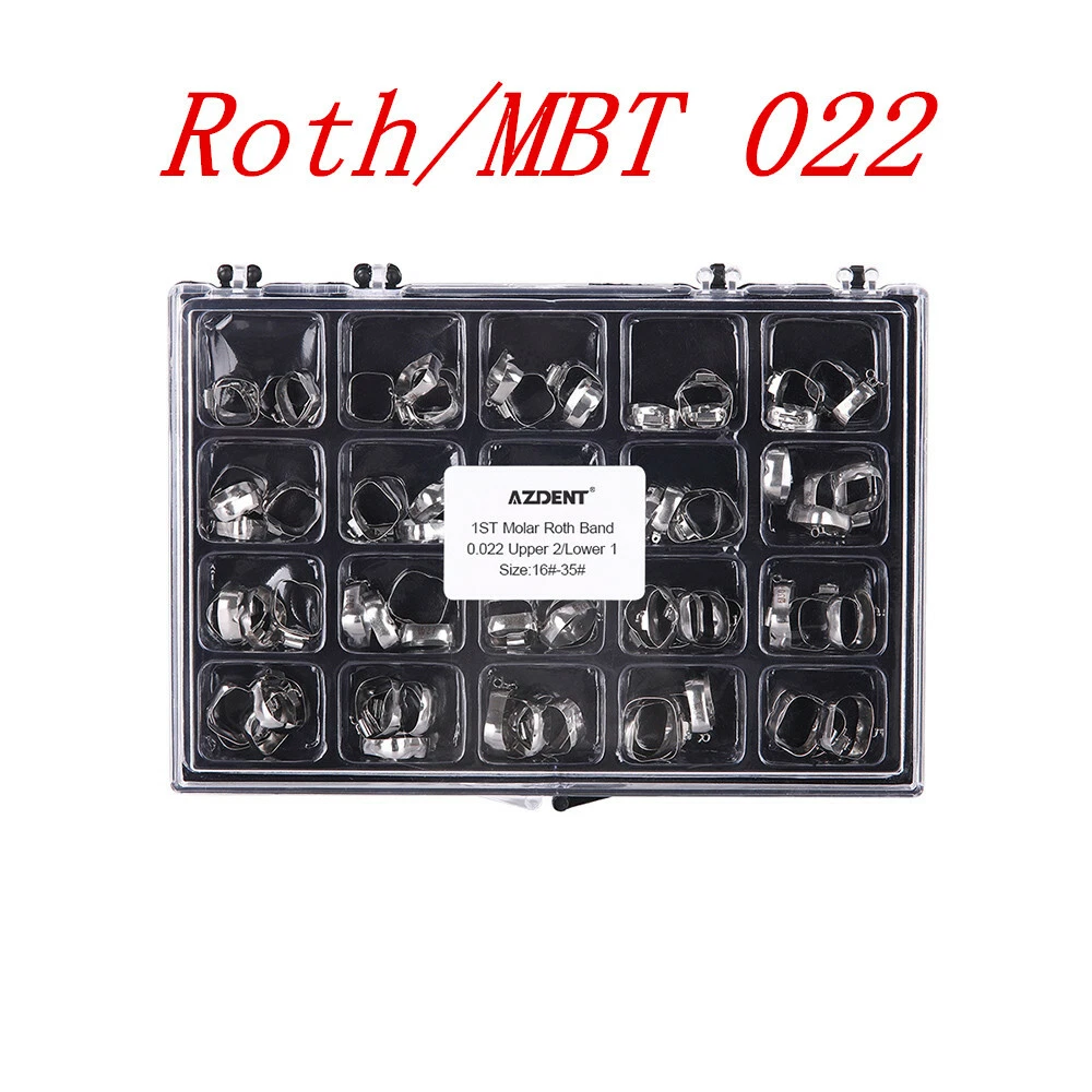 AZDENT DENTAL ORTHODONTIC BUCCAL TUBES 1ST MOLAR ROTH/MBT 022 16#-35# WITH BANDS