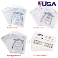 AZDENT DENTAL ORTHO BRACES BRACKETS MINI ROTH MBT /NITI SUPER ELASTIC ARCH WIRES