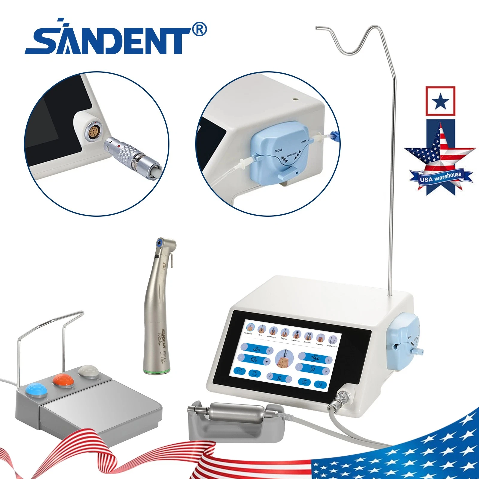 AZDENT Dental Implant Motor Surgical System LED Touch Screen+20:1 ...