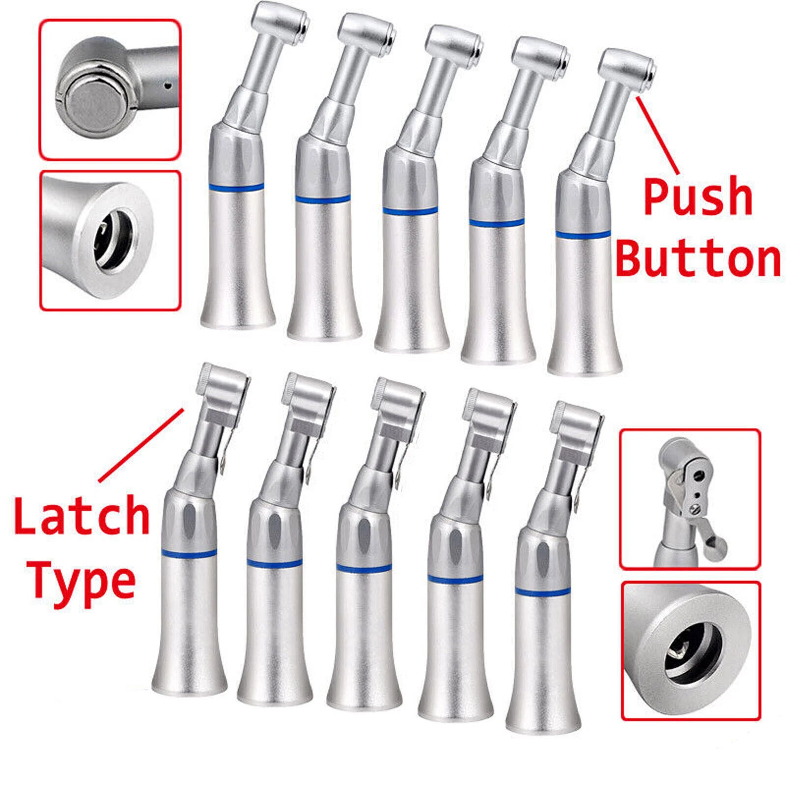 AZDENT NSK STYLE DENTAL SLOW LOW SPEED HANDPIECE CONTRA ANGLE PUSH BUTTON/LATCH E-TYPE