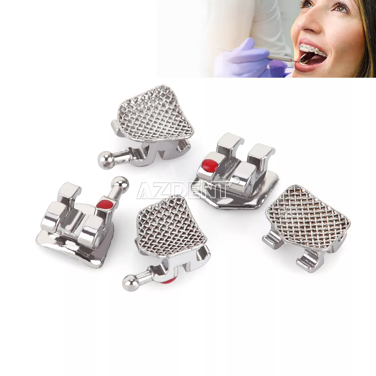 AZDENT DENTAL ORTHODONTIC BRACKETS BRACES MINI ROTH 022 /CURE LIGHT ADHESIVE KIT
