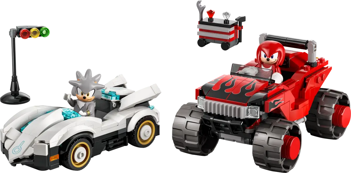 LEGO SILVER'S CAR VS. KNUCKLES' MONSTER TRUCK