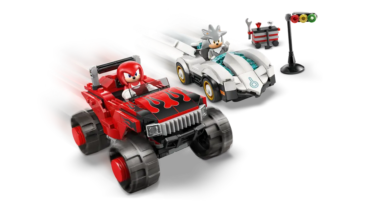 LEGO SILVER'S CAR VS. KNUCKLES' MONSTER TRUCK