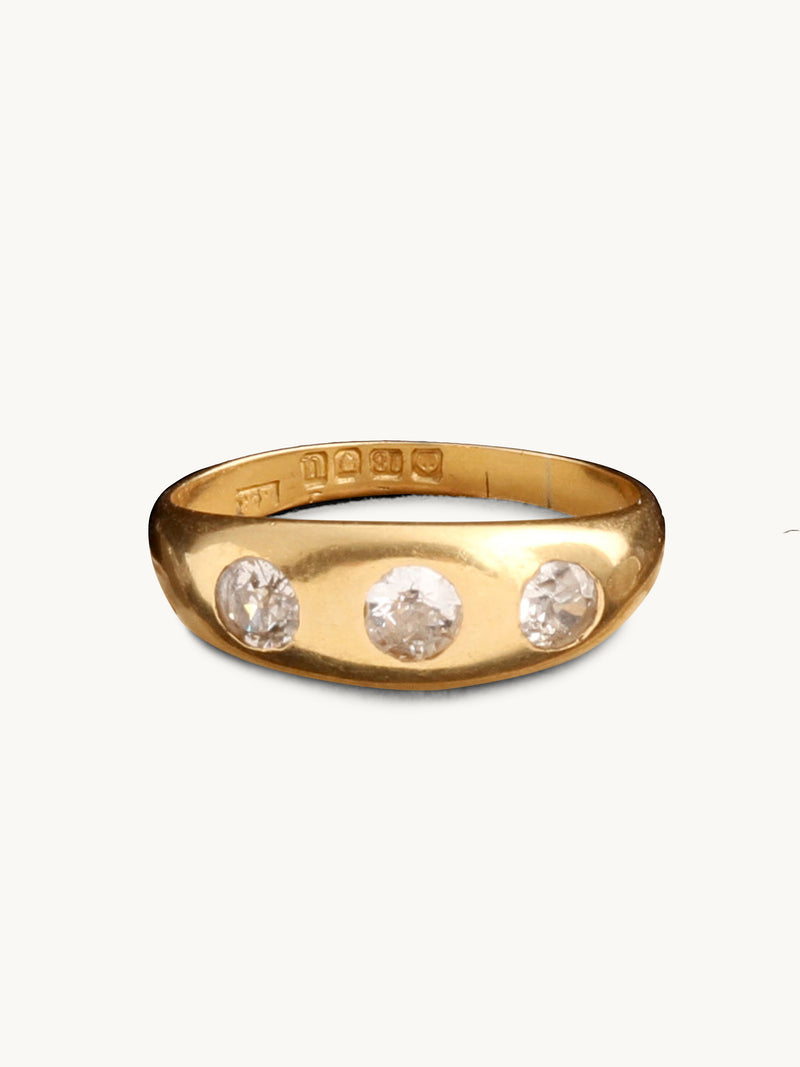 ERICA WEINER LLC EDWARDIAN BURNISHED DIAMOND THREE STONE RING