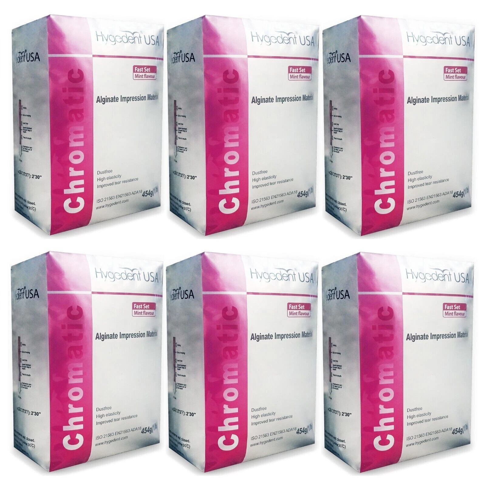AZDENT 6 X HYGEDENT CHROMATIC DENTAL FAST SET MINT DUST FREE IMPRESSION ALGINATE DENTAL