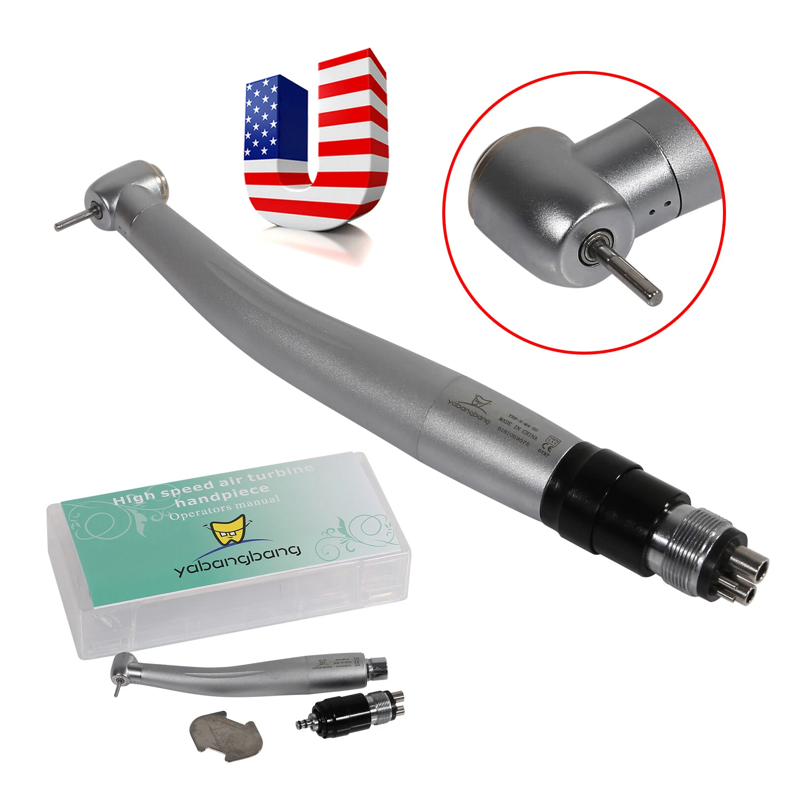 AZDENT 3 NSK STYLE DENTAL HIGH SPEED HANDPIECE WITH QUICK COUPLER COUPLING 4 HOLE