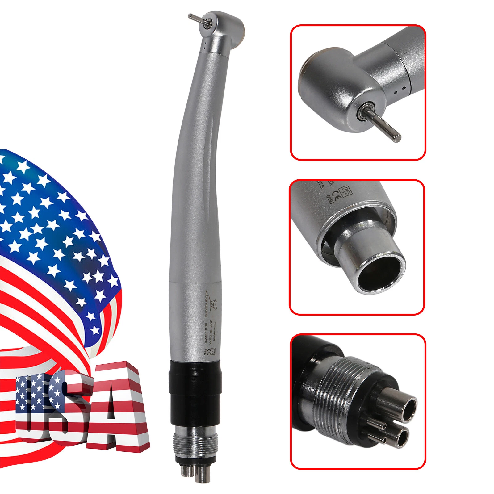AZDENT 3 NSK STYLE DENTAL HIGH SPEED HANDPIECE WITH QUICK COUPLER COUPLING 4 HOLE