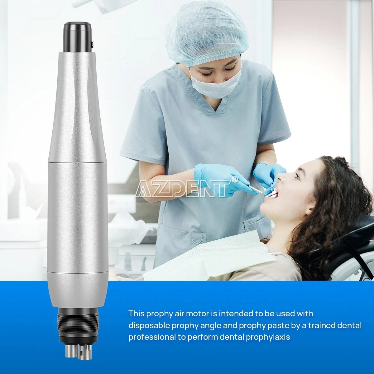 AZDENT 360° SWIVEL DENTAL CORDLESS HYGIENE PROPHY HANDPIECE AIR MOTOR 4H 4:1 NOSE CONE