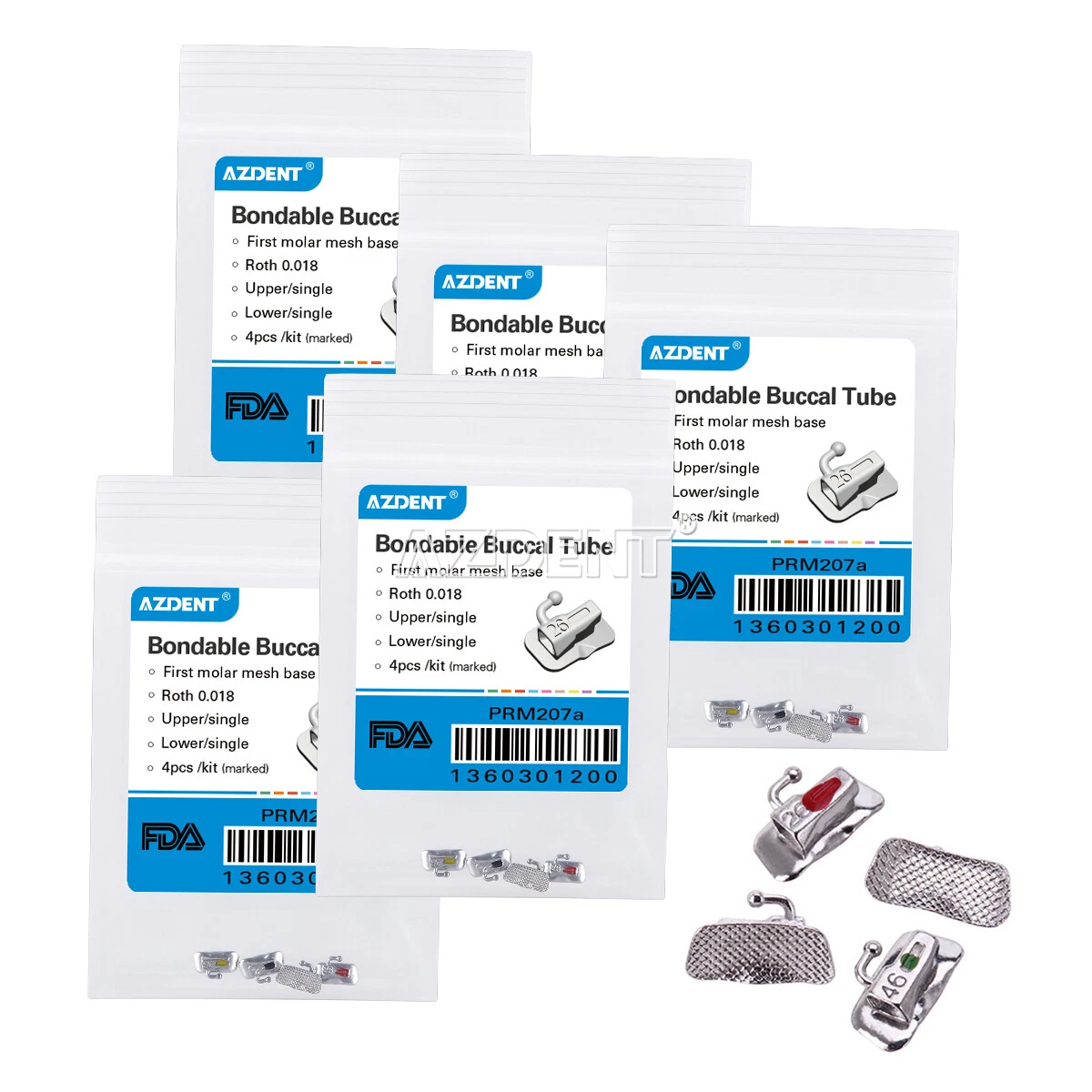 AZDENT DENTAL ORTHODONTIC 1ST MOLAR BUCCAL TUBE ROTH/MBT 022/ 018 BONDABLE