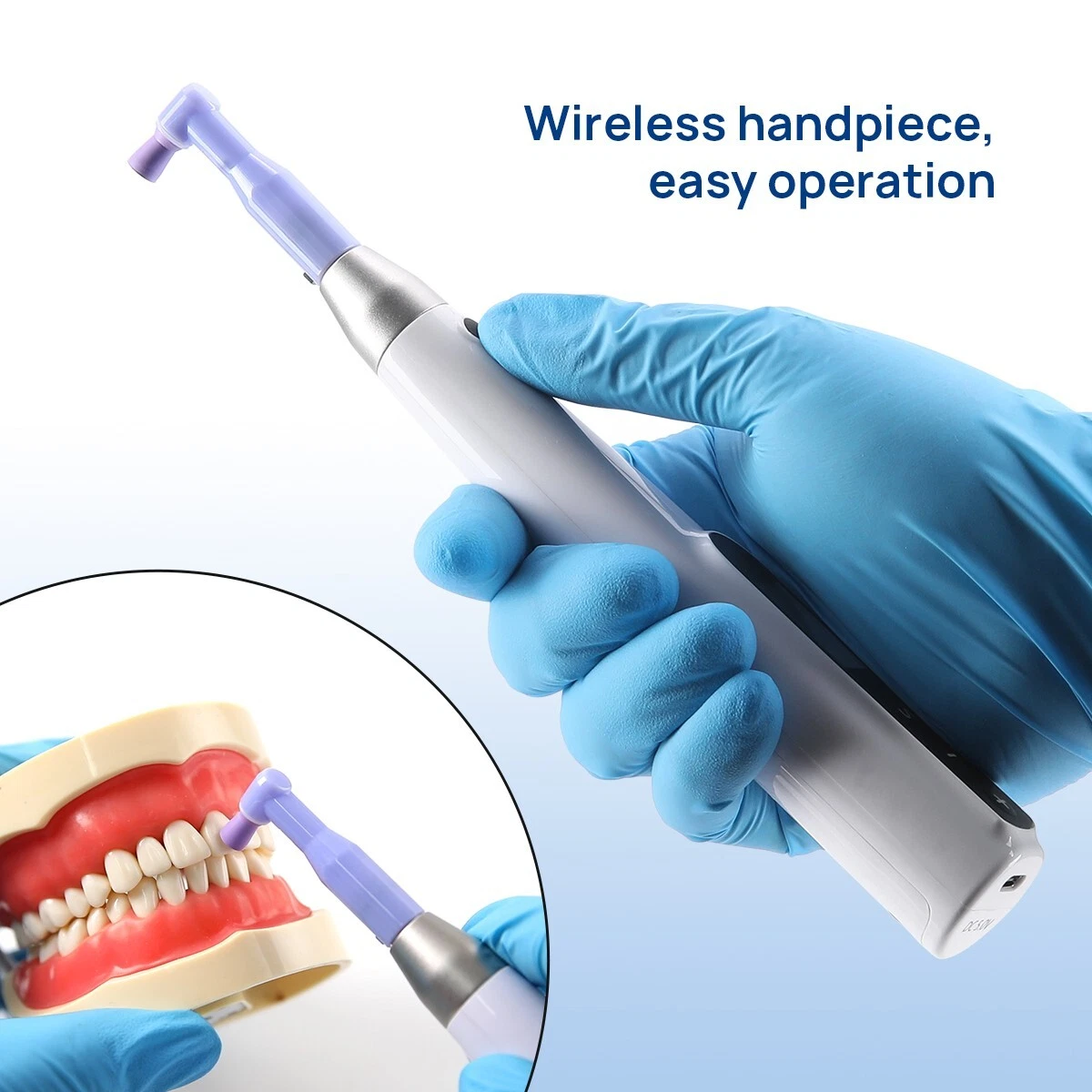 AZDENT 360° SWIVEL DENTAL CORDLESS ELECTRIC HYGIENE PROPHY HANDPIECE + 2 PROPHY ANGLES