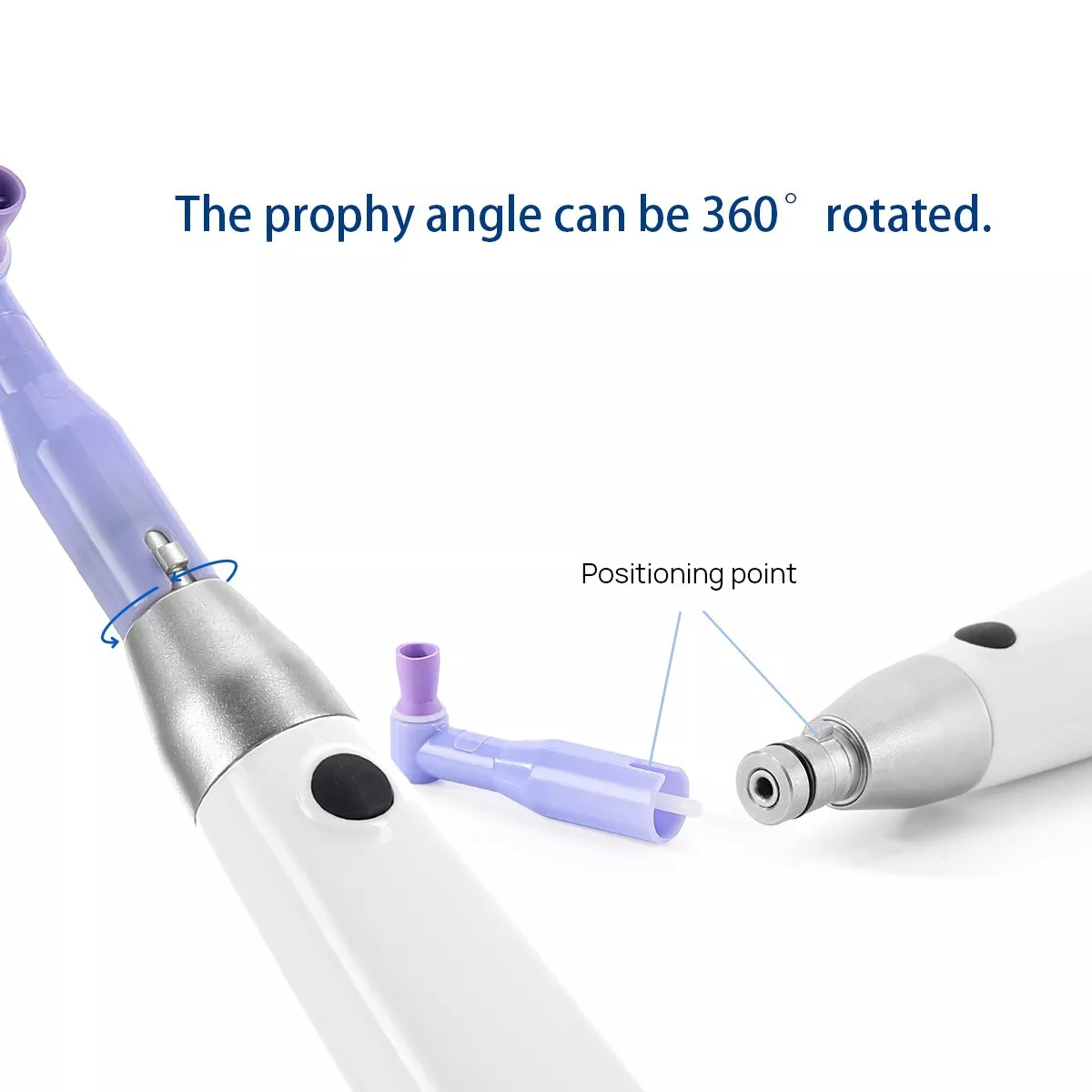 AZDENT 360° SWIVEL DENTAL CORDLESS ELECTRIC HYGIENE PROPHY HANDPIECE + 2 PROPHY ANGLES