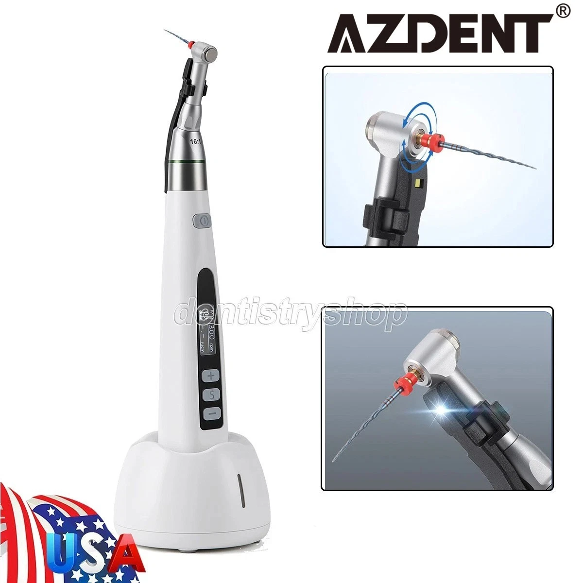 AZDENT RECIPROCATING LED DENTAL ENDO MOTOR CORDLESS 16:1 ROOT CANAL MICROMOTOR