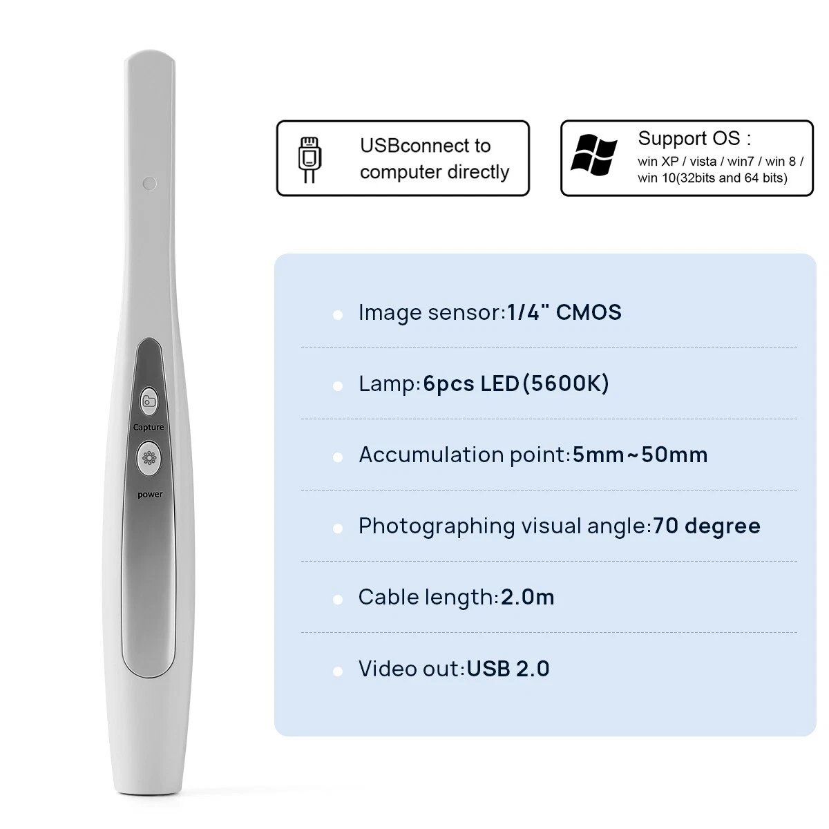 AZDENT DENTAL INTRAORAL CAMERA DIGITAL USB IMAGING FOCUS INTRA ORAL 6 LED LIGHT