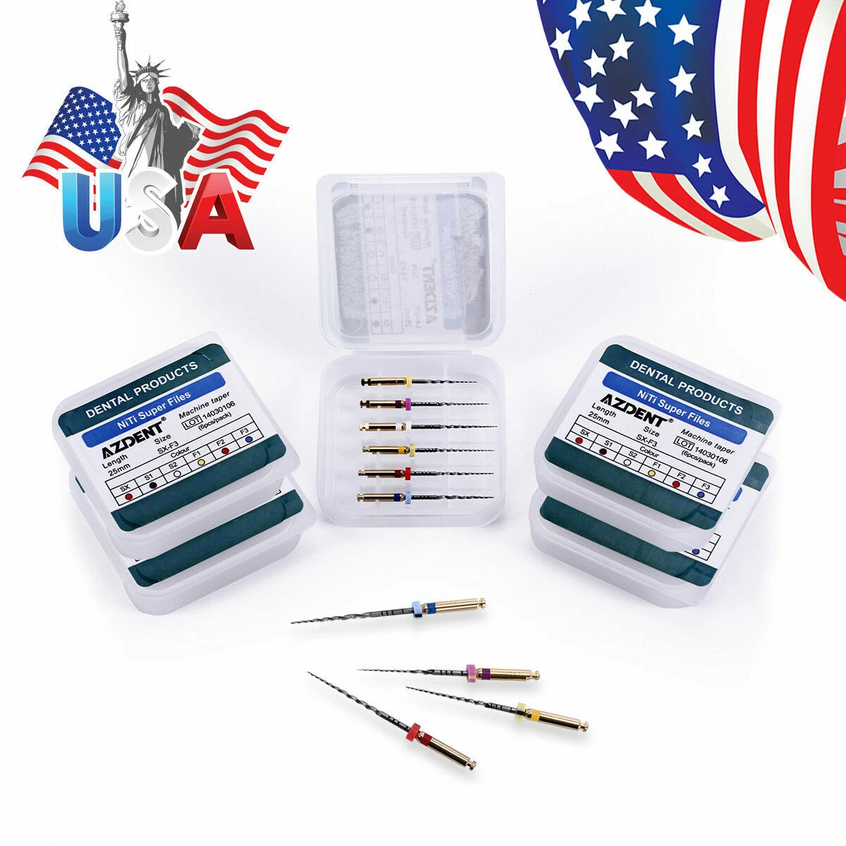 AZDENT DENTAL ENDO SUPER ROTARY NITI FILES ROOT CANAL ENGINE USE SX-F3 25MM