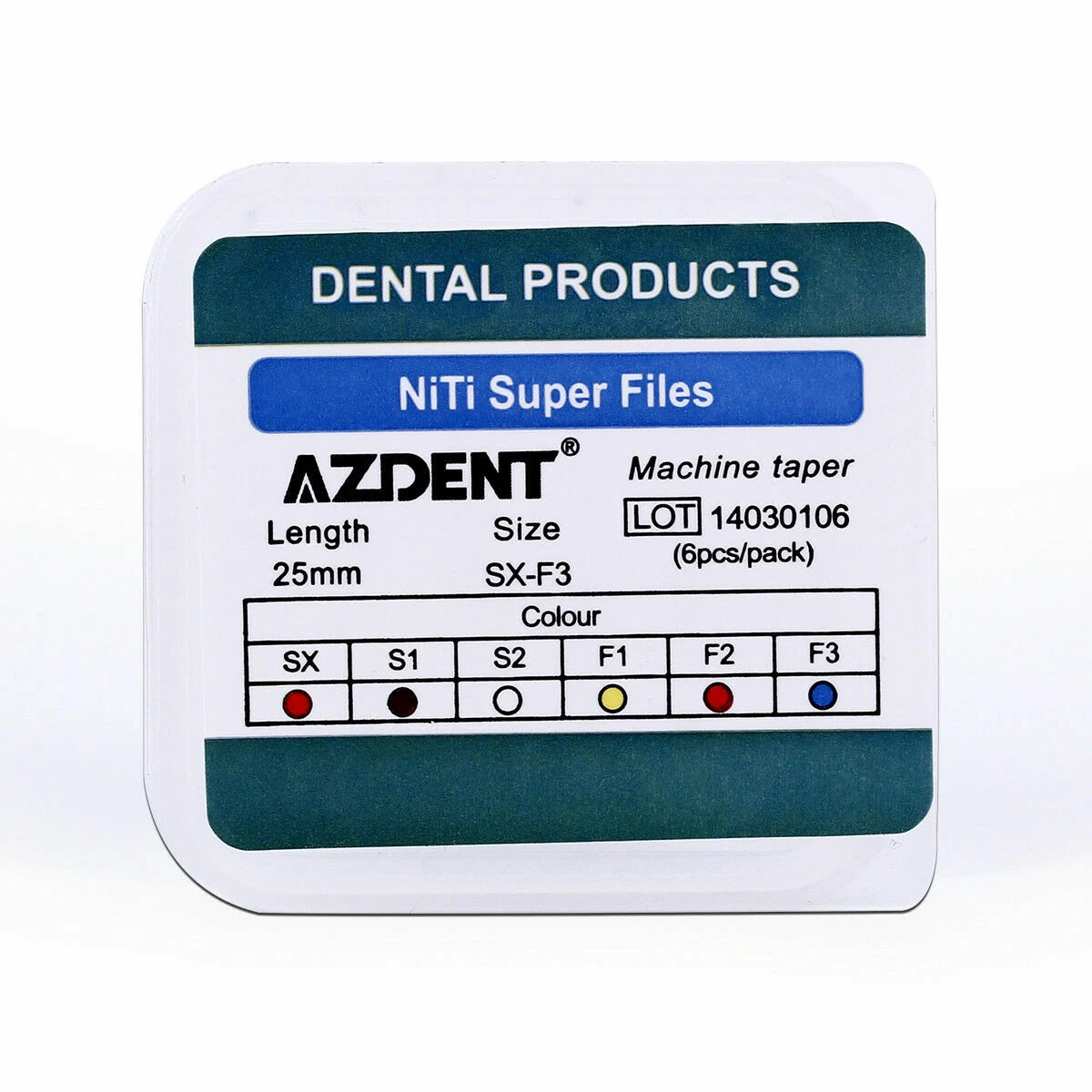 AZDENT DENTAL ENDO SUPER ROTARY NITI FILES ROOT CANAL ENGINE USE SX-F3 25MM