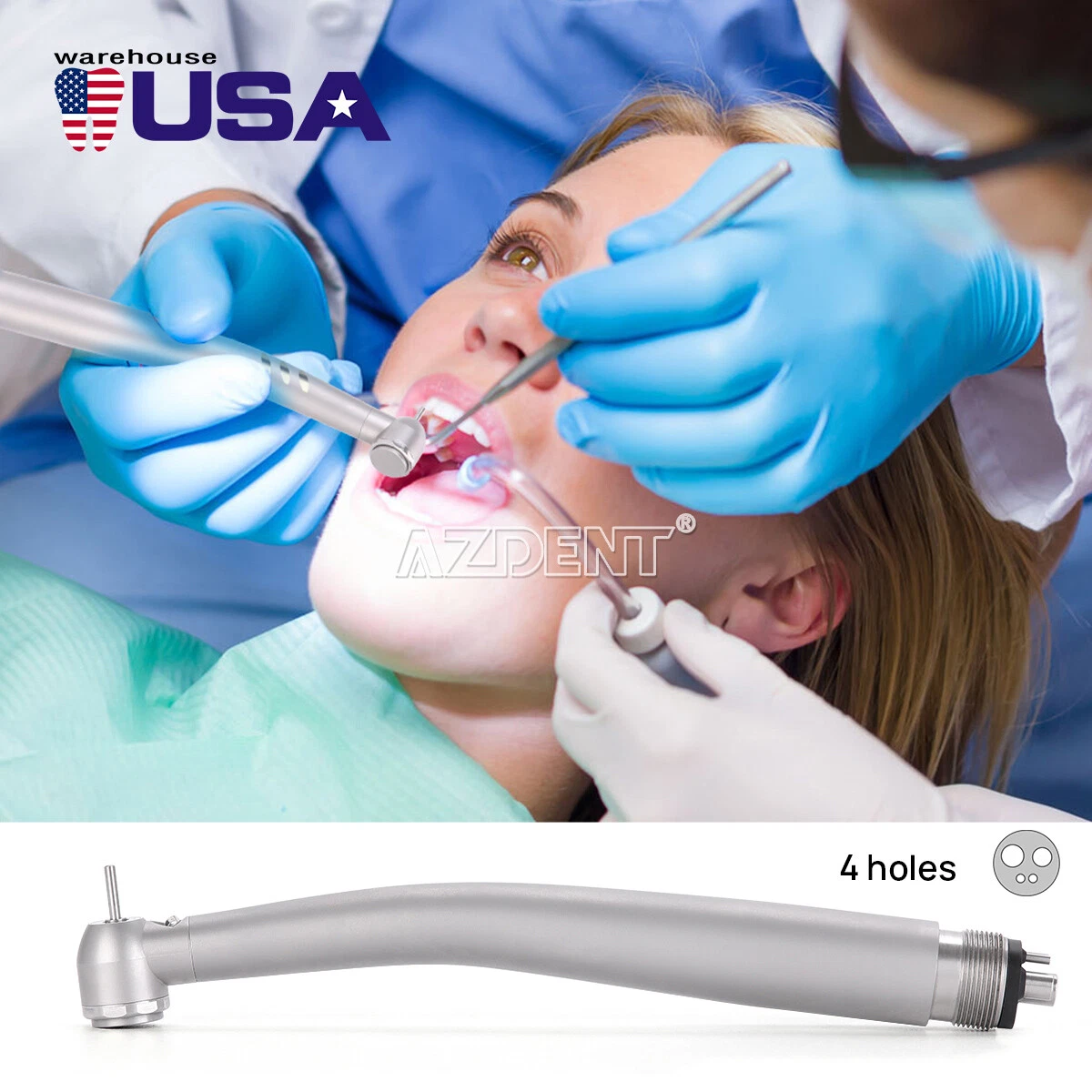 AZDENT DENTAL FIBER OPTIC LED E-GENERATOR HIGH SPEED HANDPIECE 4HOLE/2HOLE