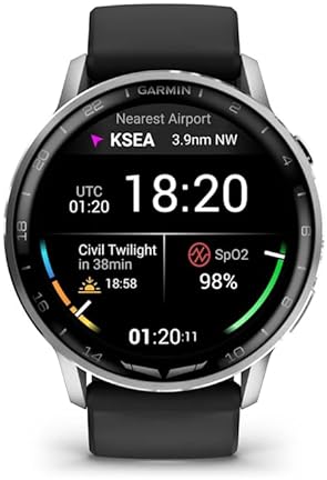 GARMIN D2 AIR X15 AVIATOR SMARTWATCH WITH GPS, AVIATION WEATHER, HEALTH FEATURES, SILVER