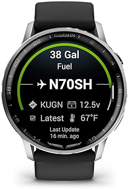GARMIN D2 AIR X15 AVIATOR SMARTWATCH WITH GPS, AVIATION WEATHER, HEALTH FEATURES, SILVER
