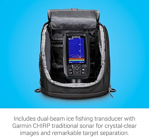 GARMIN STRIKER PLUS 4 ICE FISHING BUNDLE WITH PORTABLE FISHFINDER AND DUAL BEAM-IF TRANSDUCER