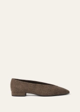LORO PIANA REBECCA BALLET FLAT  WISH® WOOL, CASHMERE BROWN CHEVRON