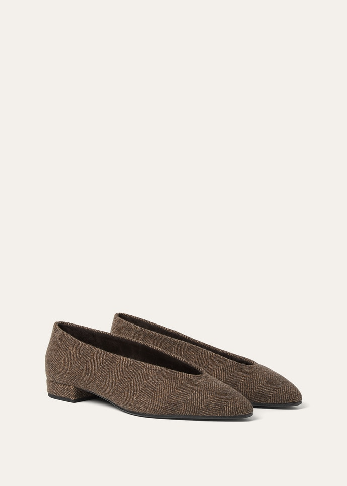 LORO PIANA REBECCA BALLET FLAT  WISH® WOOL, CASHMERE BROWN CHEVRON
