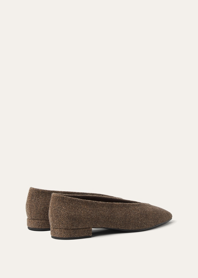 LORO PIANA REBECCA BALLET FLAT  WISH® WOOL, CASHMERE BROWN CHEVRON