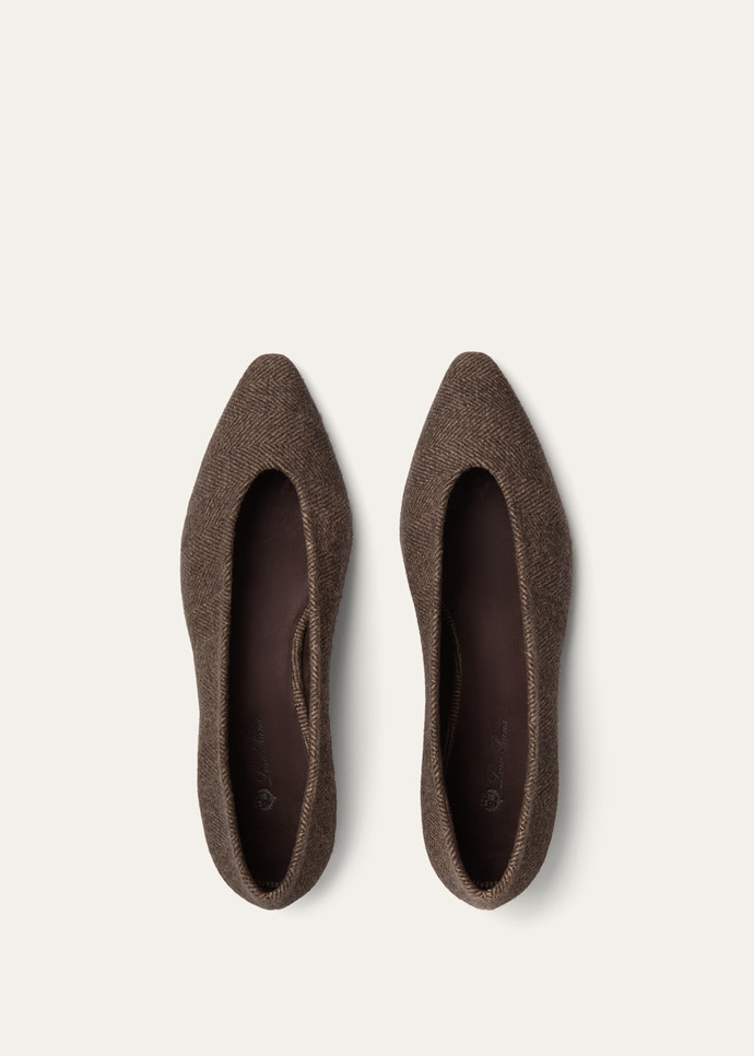 LORO PIANA REBECCA BALLET FLAT  WISH® WOOL, CASHMERE BROWN CHEVRON